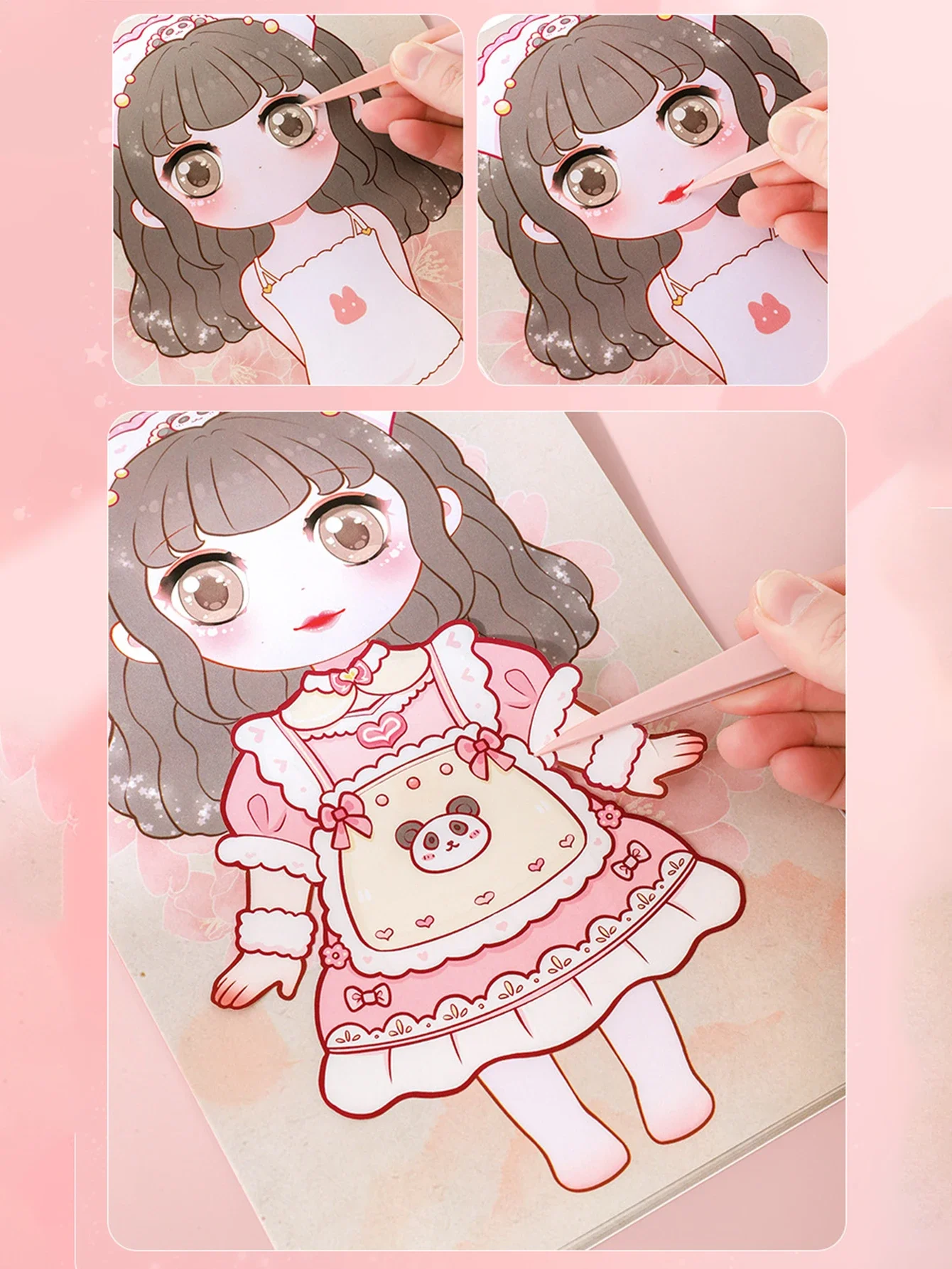 1set Toy Puzzle Stickers Reusable for Girls Cartoon Princess Make a Face Stickers Handicrafts Creative Kids Stickers