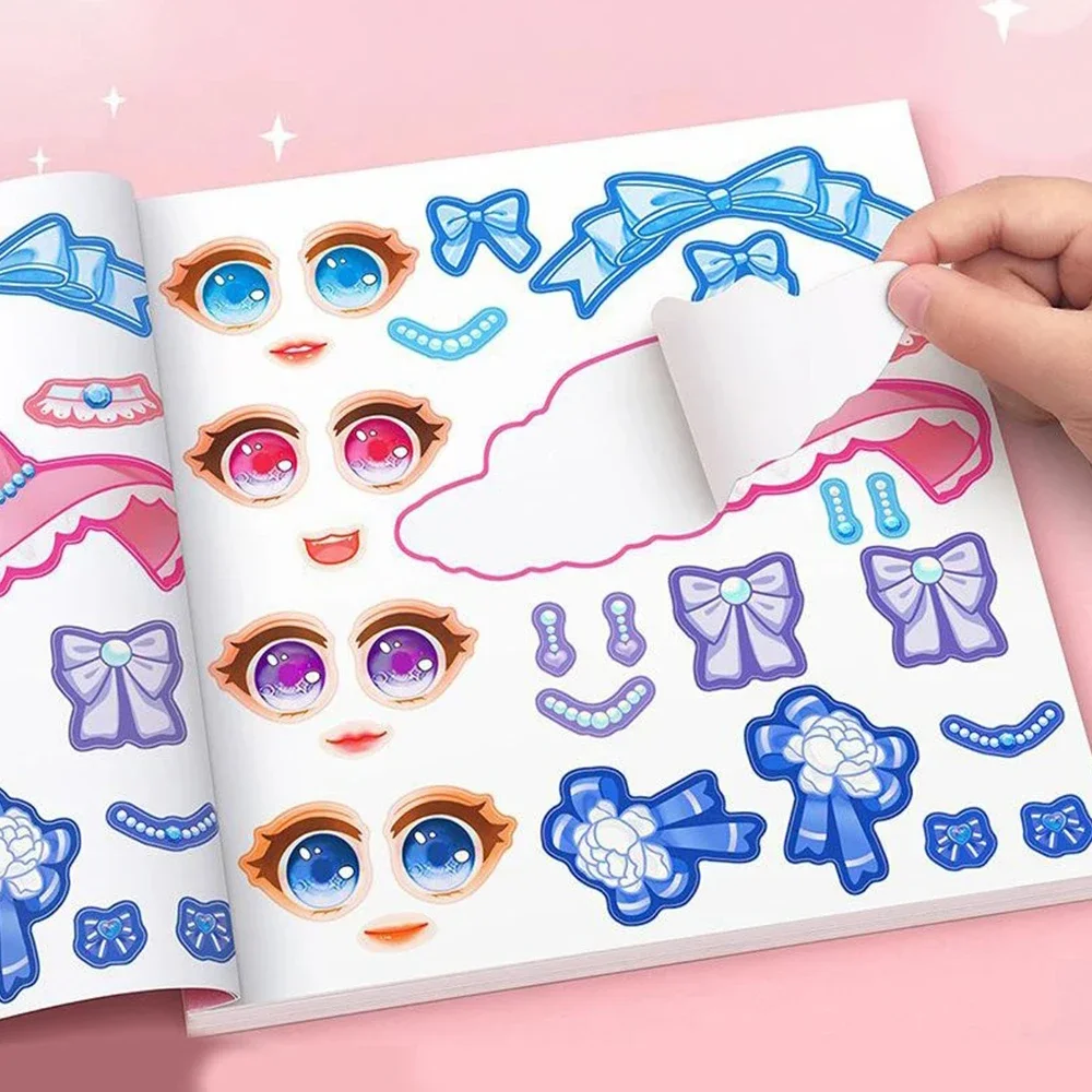 1set Toy Puzzle Stickers Reusable for Girls Cartoon Princess Make a Face Stickers Handicrafts Creative Kids Stickers