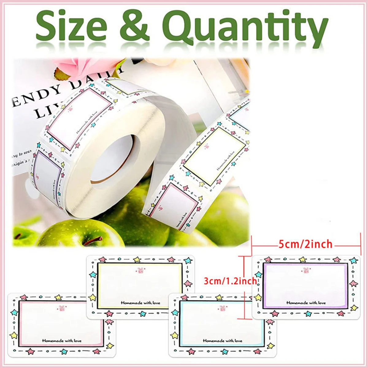 250Pcs Rectangle Canning Labels for Food Containers Jars Kitchen Restaurant Storage Organization, Can Write, 1.2' X 2'