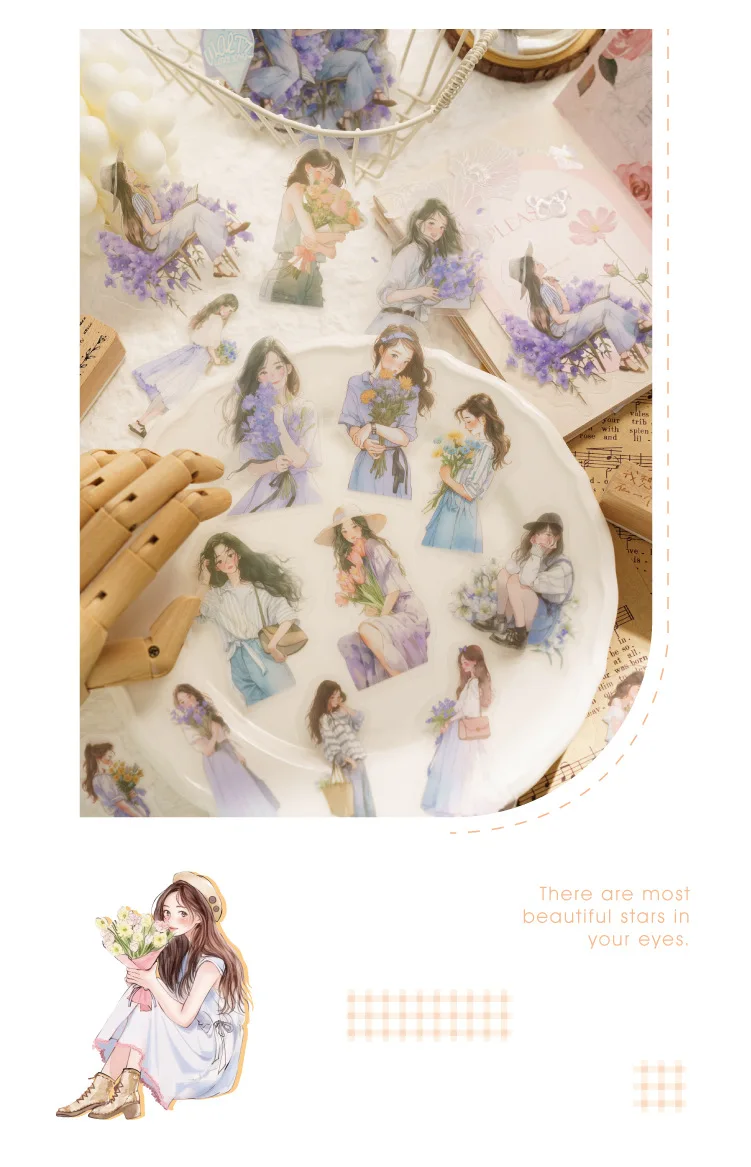 30pcs/lot Kawaii Scrapbook Stickers Cartoon Fashion Girl Junk DIY Journaling Scrapbooking Supplies Decorative Stationery Sticker
