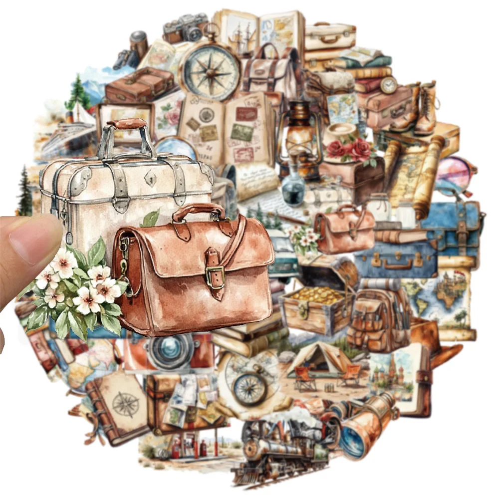 50/100PCS Retro Travel Landscape Stickers DIY Luggage Notes Water Cup Speaker Skateboard Waterproof PET Stickers