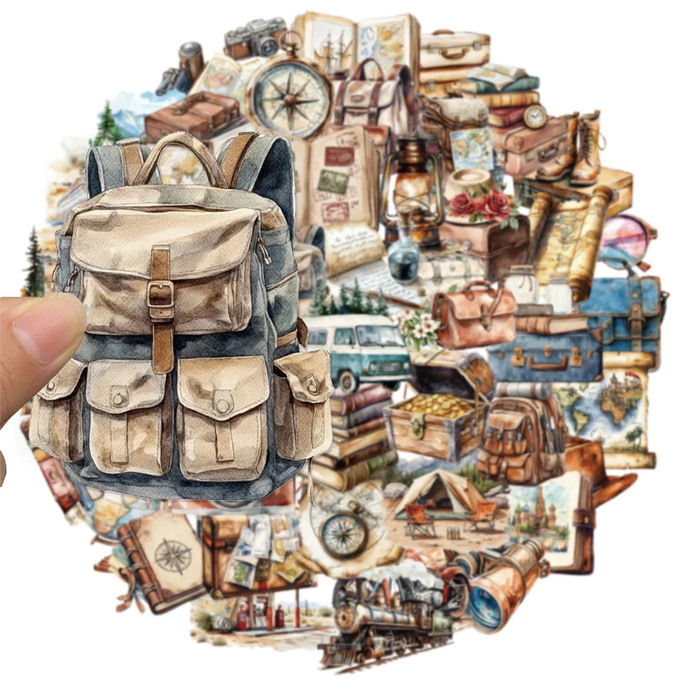50/100PCS Retro Travel Landscape Stickers DIY Luggage Notes Water Cup Speaker Skateboard Waterproof PET Stickers