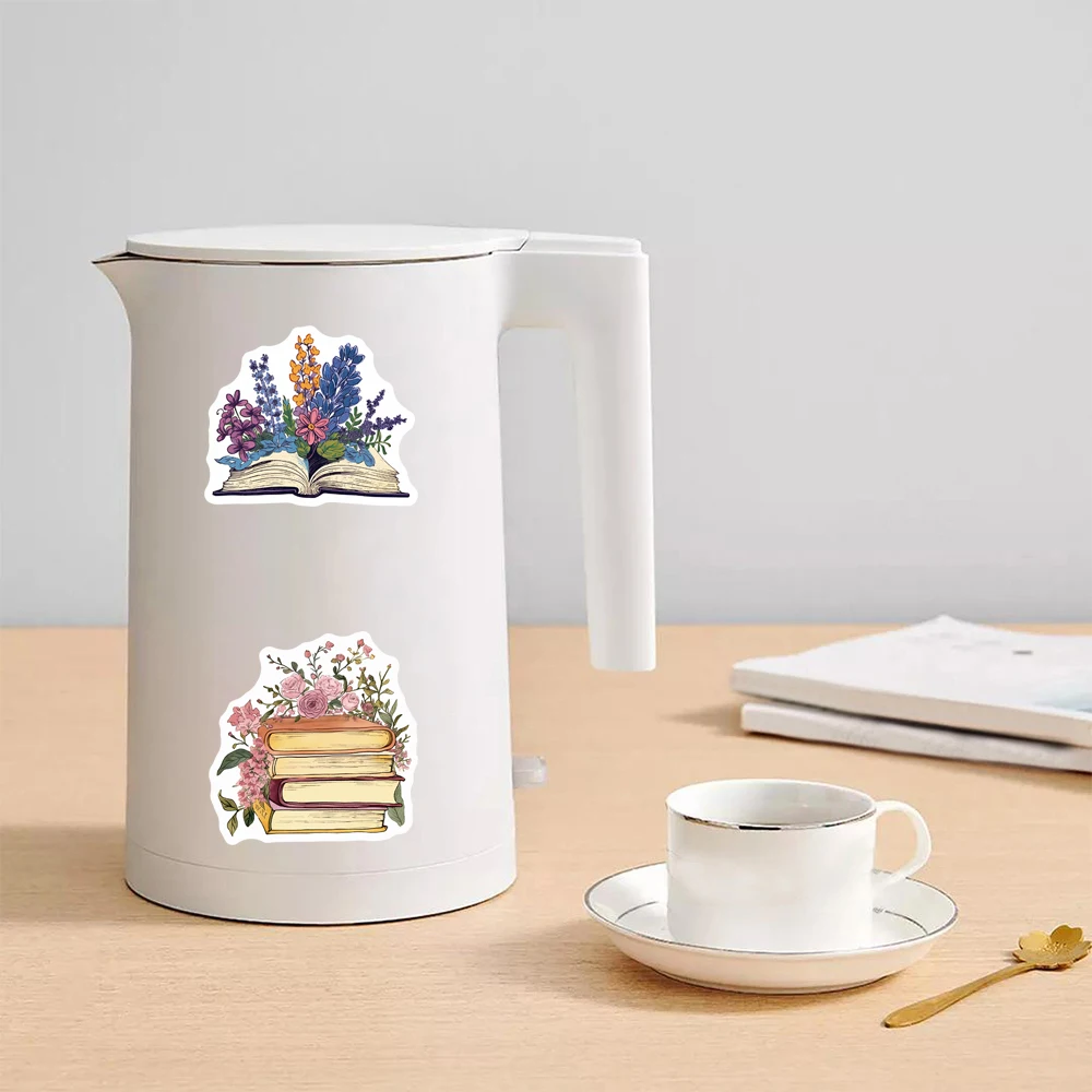 50PCS Retro Flower Books Stickers Exquisite Handbooks Materials Phone Cases Laptop Suitcases Water Cups Waterproof Stickers