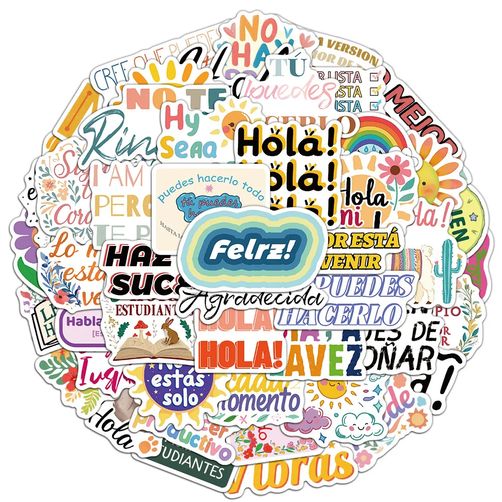 50/100PCS Spanish Motivational Stickers Cute and Exquisite Account Materials Phone Cases Laptop Suitcases Water Cups Waterproof