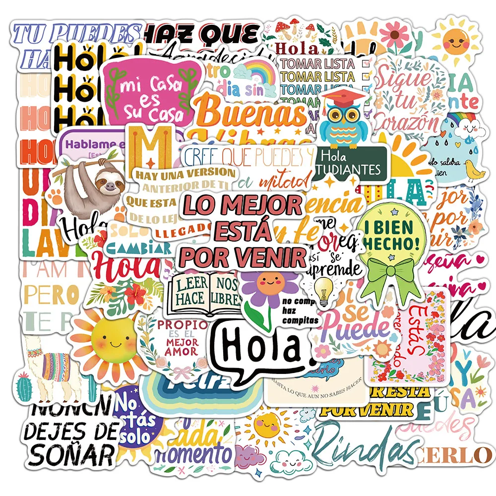 50/100PCS Spanish Motivational Stickers Cute and Exquisite Account Materials Phone Cases Laptop Suitcases Water Cups Waterproof