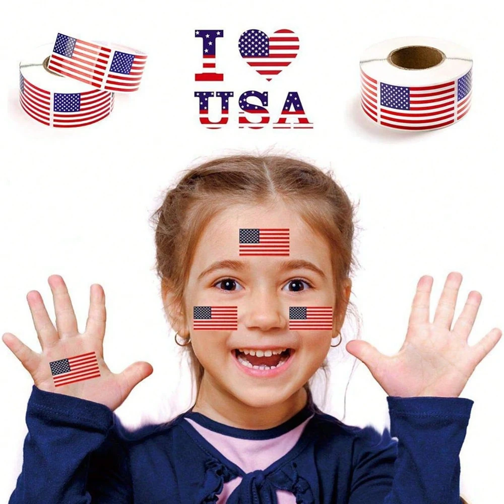 100-250 Pcs American Flag Stickers USA Patriotic Sticker For Notebooks Cards And Scrapbooking Office Stationery Sticker
