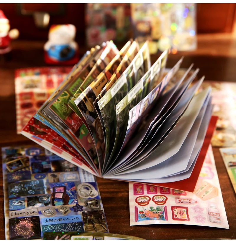30 Sheets Kawaii Japanese Showa style cuisine glitter film die-cutting sticker book DIY handmade scrapbook aesthetic stationery