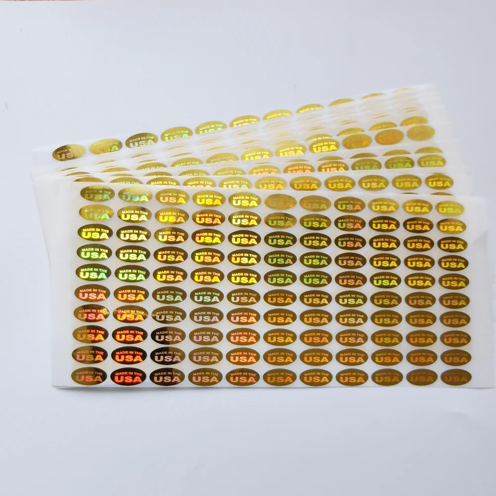 1000PCS 12.5X7MM MADE IN THE USA Sticker Hologram Warranty Type Country of Origin Label Silver Or Gold One Time Use