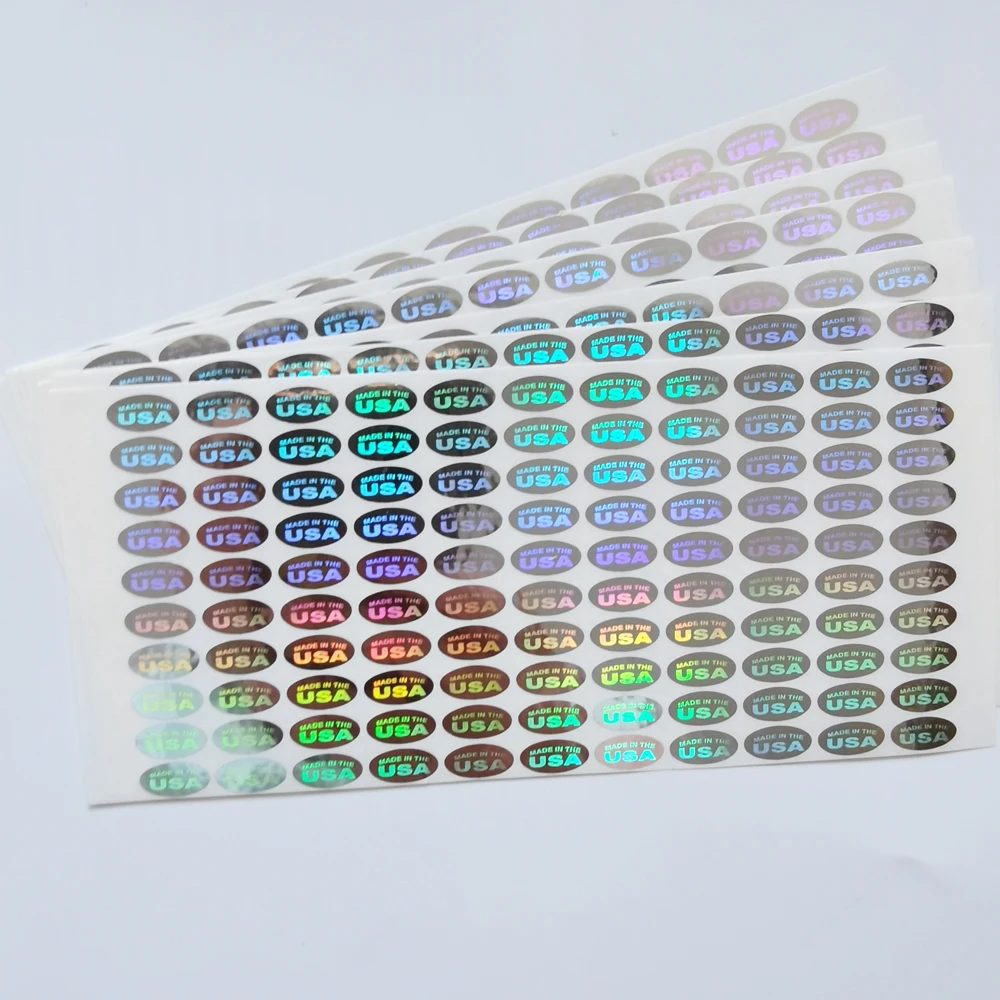 1000PCS 12.5X7MM MADE IN THE USA Sticker Hologram Warranty Type Country of Origin Label Silver Or Gold One Time Use