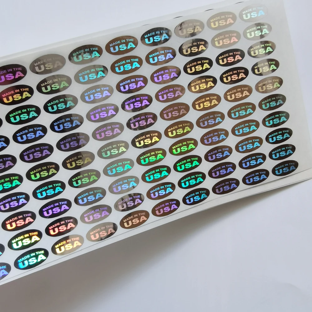 1000PCS 12.5X7MM MADE IN THE USA Sticker Hologram Warranty Type Country of Origin Label Silver Or Gold One Time Use