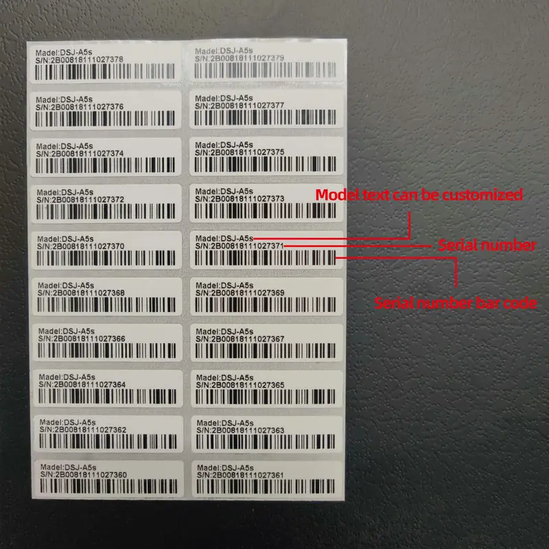 100PCS protection warranty sticker 1.57" x 0.39" (40mm x 10mm) Custom printed serial number barcode two-dimensional code
