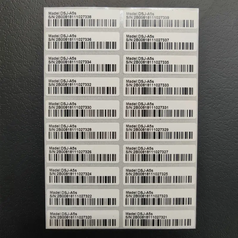 100PCS protection warranty sticker 1.57" x 0.39" (40mm x 10mm) Custom printed serial number barcode two-dimensional code
