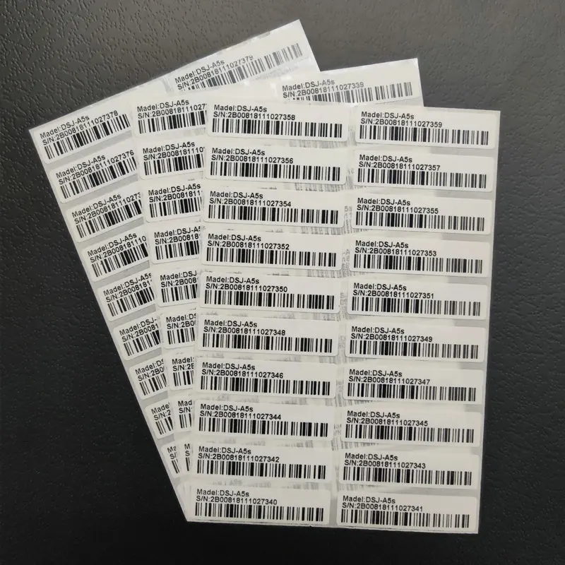 100PCS protection warranty sticker 1.57" x 0.39" (40mm x 10mm) Custom printed serial number barcode two-dimensional code