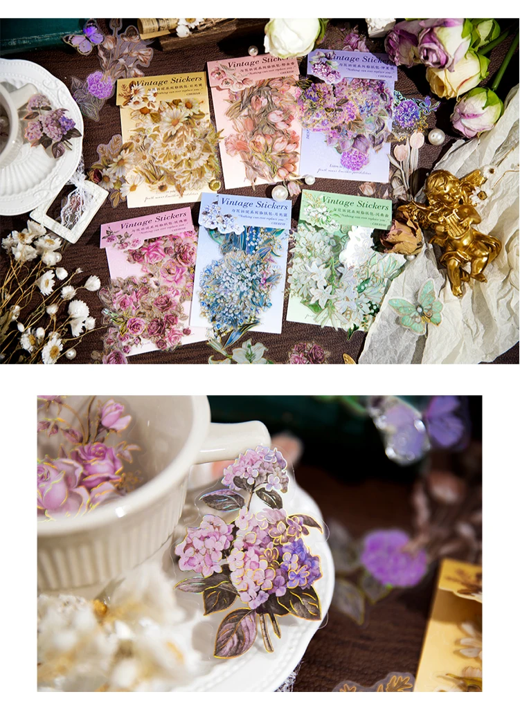 20 pcs/pack PET Plant Flowers Stickers aesthetic Stick Labels Decorative Scrapbooking material hand made Diy Supplies
