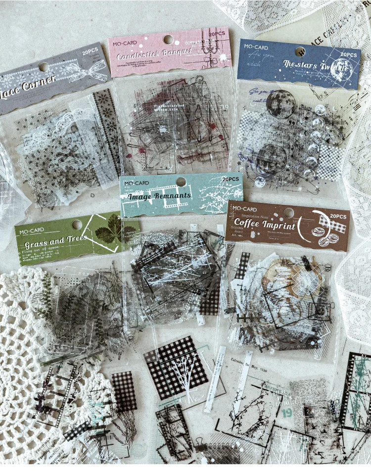 20pcs/lot kawaii Stationery Sticker Hazy traces junk journal Decorative Scrapbooking DIY Craft Sticker