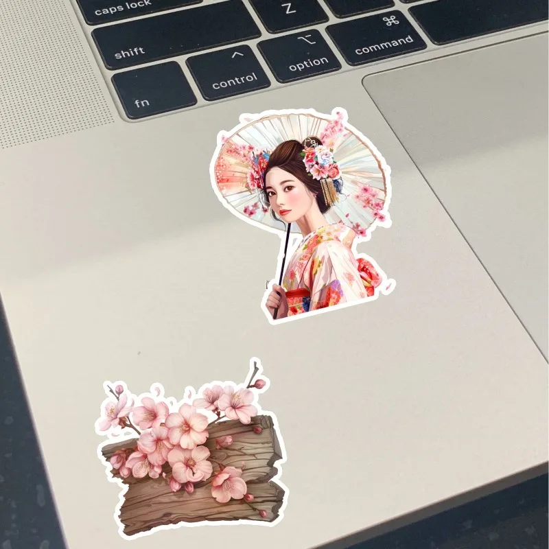 StickersBeautiful Japanese Geisha, Kimono, Cherry Blossom Girl Decorative DIY Craft Photo Albums Planner Journal Scrapbooking