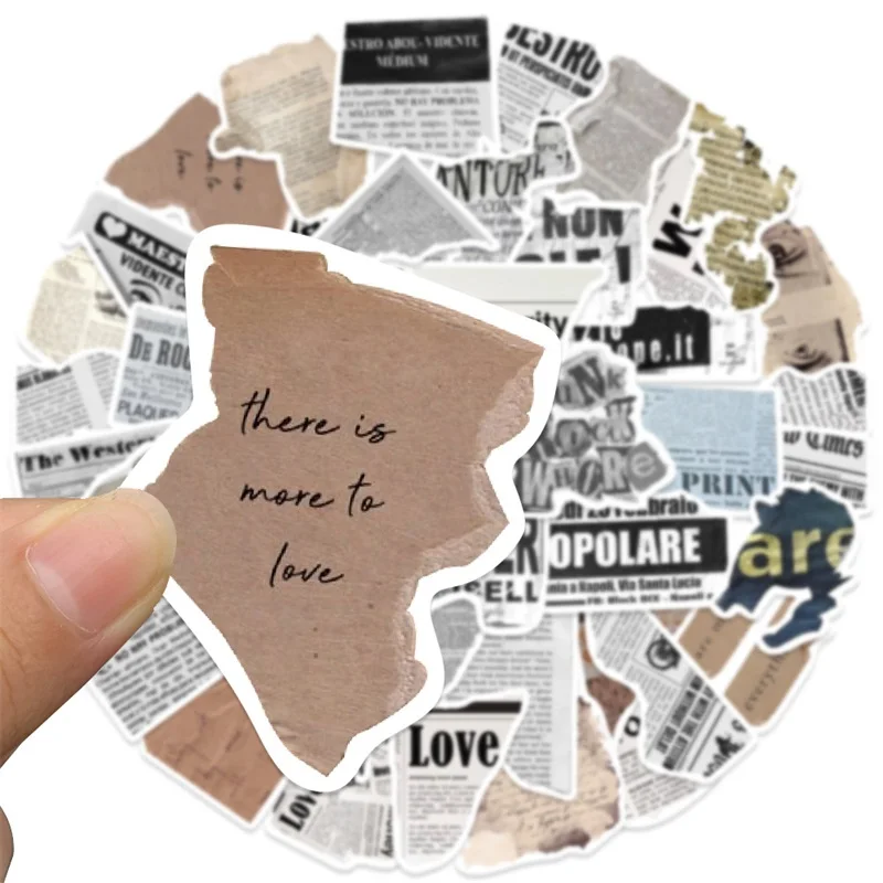 10/30/52PCS Vintage Newspaper PVC Sticker Aesthetic Korean Stationery School Supplies DIY Decoration Scrapbooking