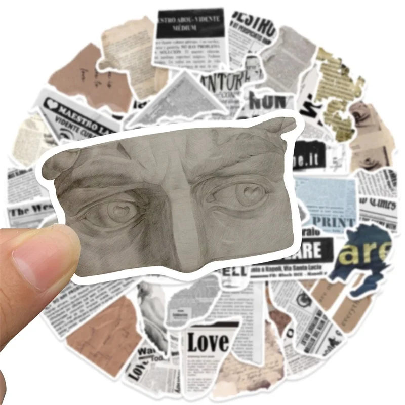 10/30/52PCS Vintage Newspaper PVC Sticker Aesthetic Korean Stationery School Supplies DIY Decoration Scrapbooking