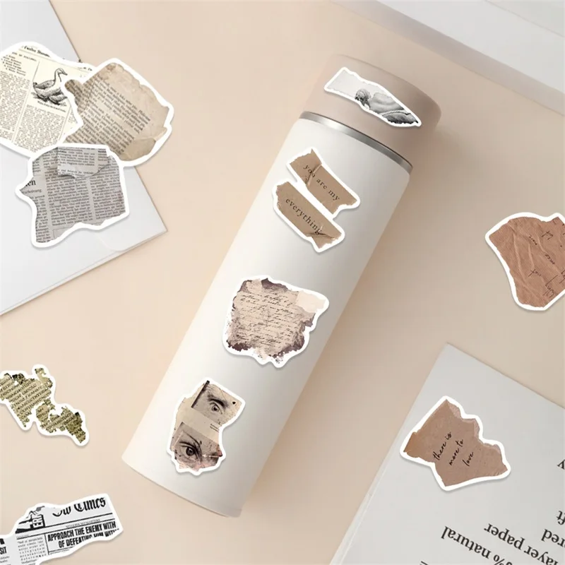 10/30/52PCS Vintage Newspaper PVC Sticker Aesthetic Korean Stationery School Supplies DIY Decoration Scrapbooking