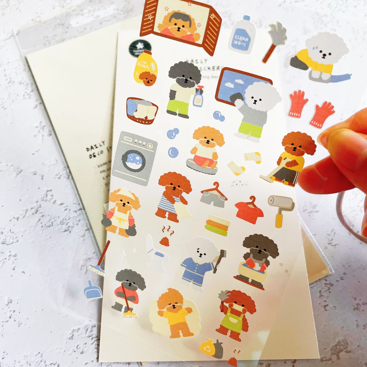 Korean Import Original Suatelier Dog Cleaning Day Nylon Stickers Scrapbooking Diy Journal Stationery Sticker Deco Art Supply