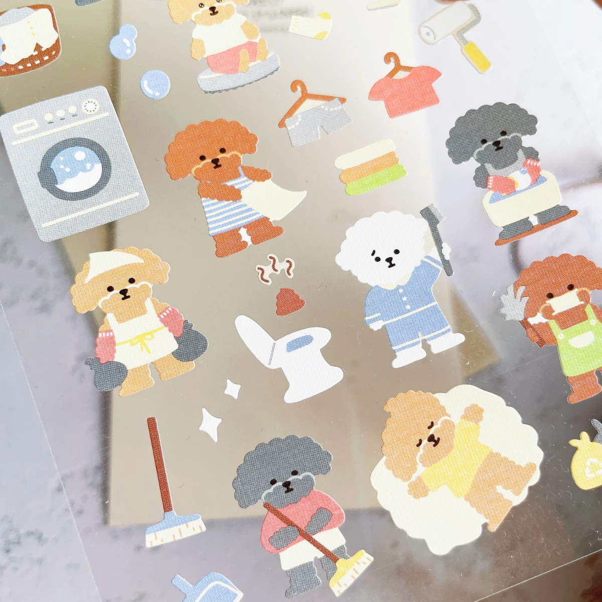 Korean Import Original Suatelier Dog Cleaning Day Nylon Stickers Scrapbooking Diy Journal Stationery Sticker Deco Art Supply