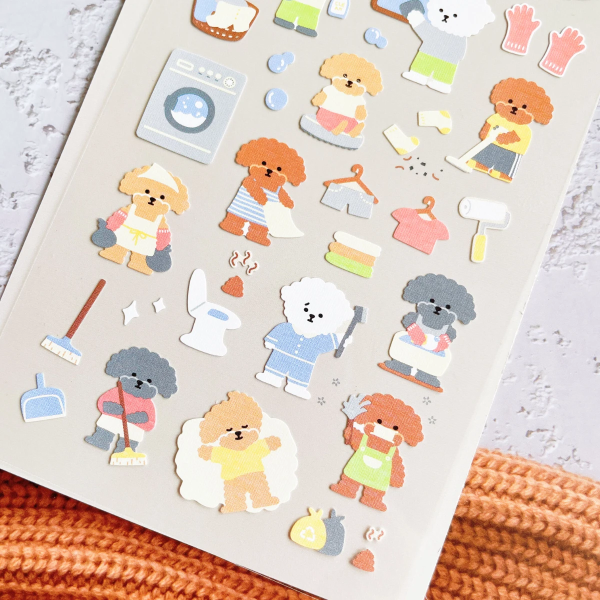 Korean Import Original Suatelier Dog Cleaning Day Nylon Stickers Scrapbooking Diy Journal Stationery Sticker Deco Art Supply