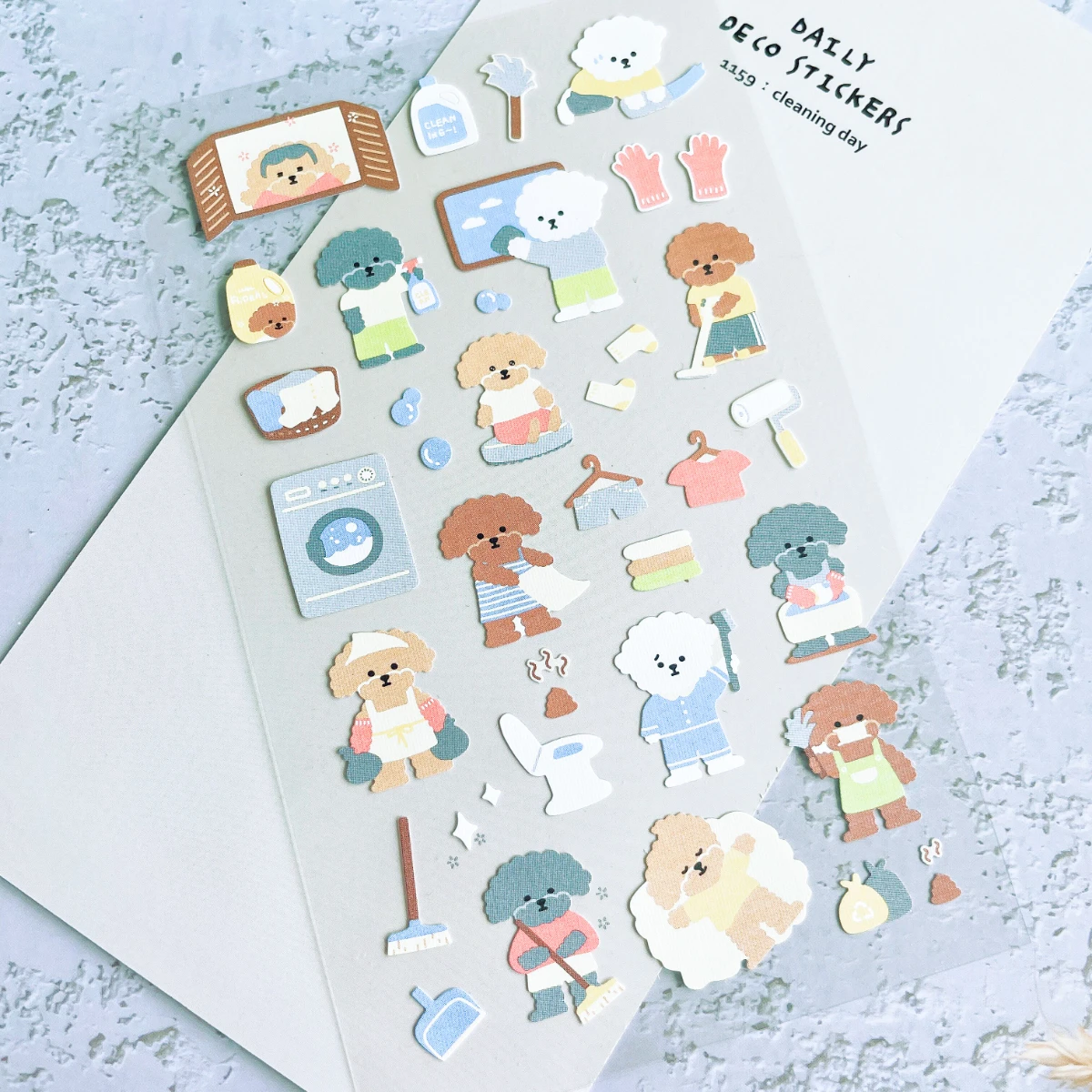 Korean Import Original Suatelier Dog Cleaning Day Nylon Stickers Scrapbooking Diy Journal Stationery Sticker Deco Art Supply
