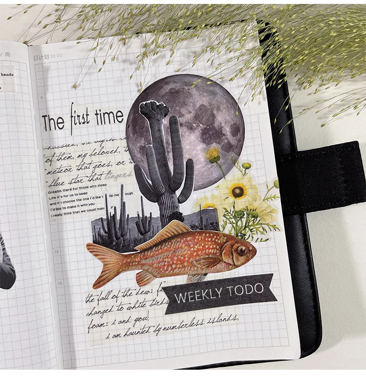 Stickers 36pcs Retro Style Hand Account European Trend Characters Fish Planet Stationery Mobile Phone Waterproof Decorative