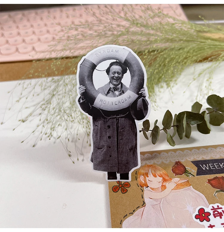 Stickers 36pcs Retro Style Hand Account European Trend Characters Fish Planet Stationery Mobile Phone Waterproof Decorative