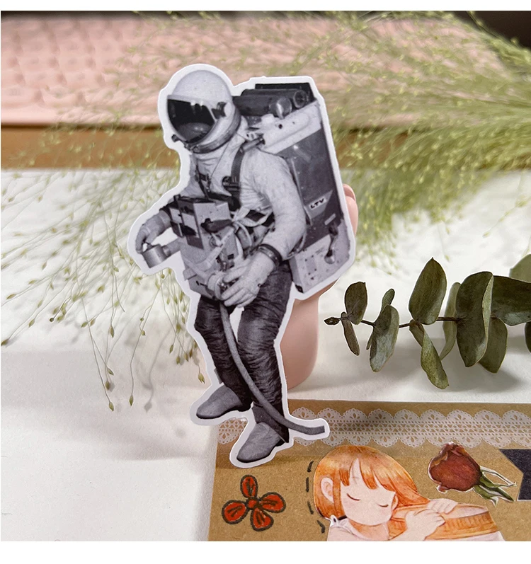 Stickers 36pcs Retro Style Hand Account European Trend Characters Fish Planet Stationery Mobile Phone Waterproof Decorative