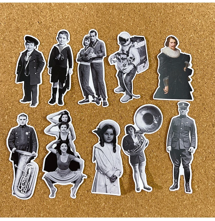 Stickers 36pcs Retro Style Hand Account European Trend Characters Fish Planet Stationery Mobile Phone Waterproof Decorative