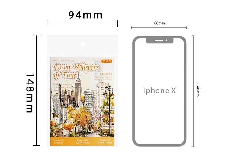 JIANWU Small Town Time Series Vintage House Tree Landscape Material Collage PET Sticker Creative DIY Journal Stationery