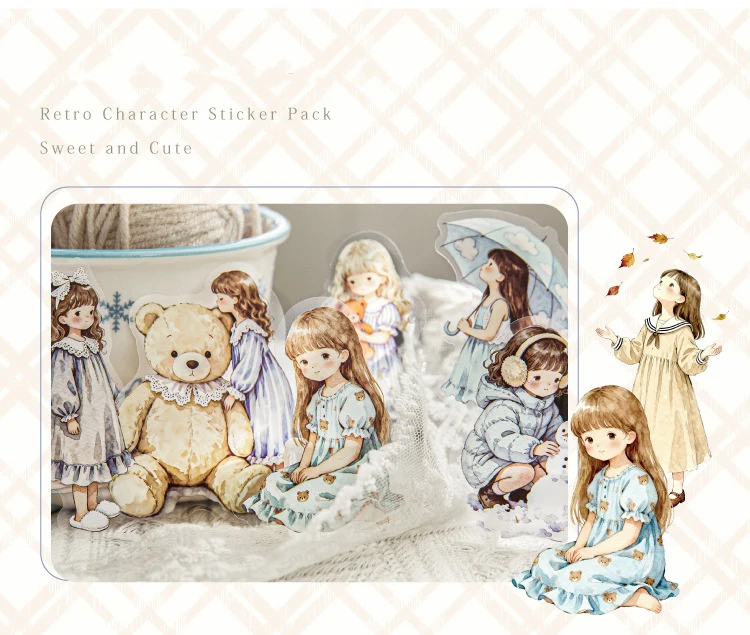 JIANWU Star Sleeping Fairy Tale Girl Note Series Cute Character Landscape Material Collage Sticker Creative Journal Stationery