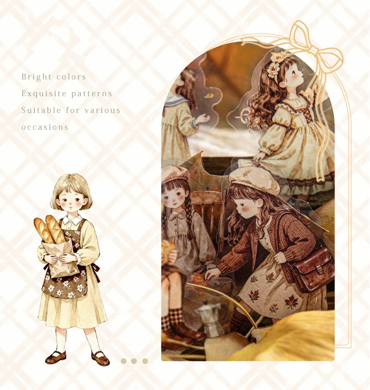 JIANWU Star Sleeping Fairy Tale Girl Note Series Cute Character Landscape Material Collage Sticker Creative Journal Stationery
