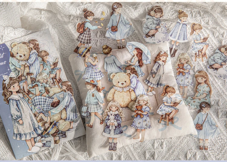 JIANWU Star Sleeping Fairy Tale Girl Note Series Cute Character Landscape Material Collage Sticker Creative Journal Stationery
