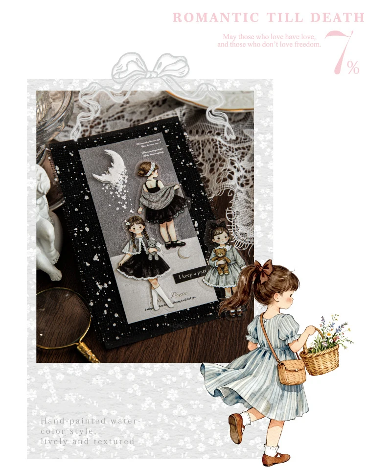 JIANWU Star Sleeping Fairy Tale Girl Note Series Cute Character Landscape Material Collage Sticker Creative Journal Stationery