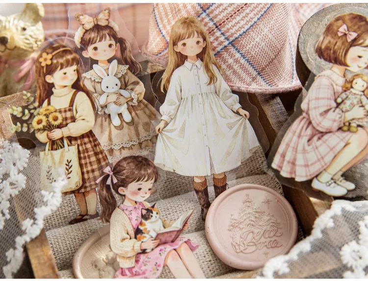 JIANWU Star Sleeping Fairy Tale Girl Note Series Cute Character Landscape Material Collage Sticker Creative Journal Stationery