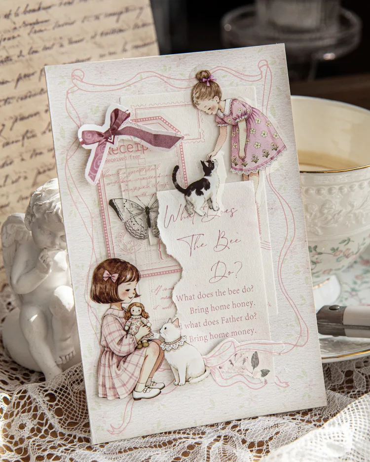 JIANWU Star Sleeping Fairy Tale Girl Note Series Cute Character Landscape Material Collage Sticker Creative Journal Stationery