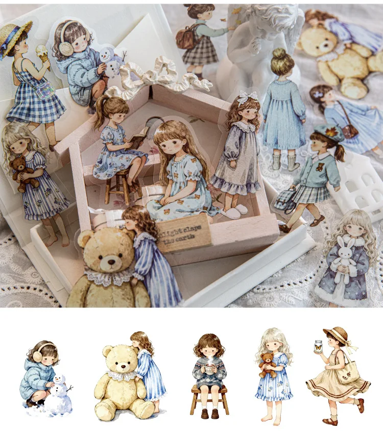 JIANWU Star Sleeping Fairy Tale Girl Note Series Cute Character Landscape Material Collage Sticker Creative Journal Stationery