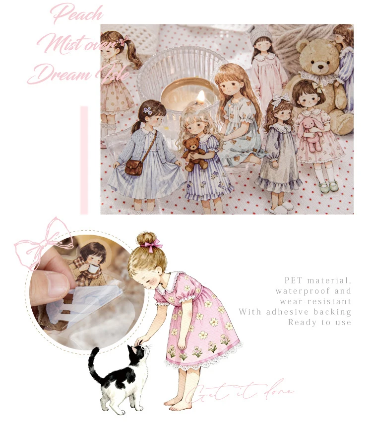 JIANWU Star Sleeping Fairy Tale Girl Note Series Cute Character Landscape Material Collage Sticker Creative Journal Stationery