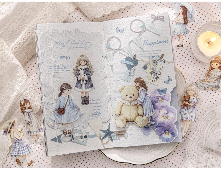 JIANWU Star Sleeping Fairy Tale Girl Note Series Cute Character Landscape Material Collage Sticker Creative Journal Stationery