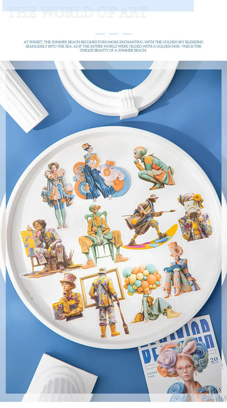 JIANWU Vintage Art Character Flower Landscape Material Collage Scrapbooking PET Sticker Creative DIY Journal Stationery