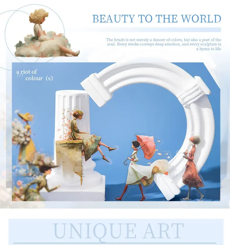 JIANWU Vintage Art Character Flower Landscape Material Collage Scrapbooking PET Sticker Creative DIY Journal Stationery