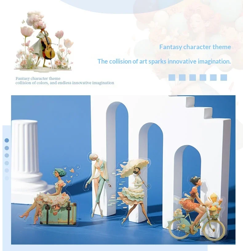 JIANWU Vintage Art Character Flower Landscape Material Collage Scrapbooking PET Sticker Creative DIY Journal Stationery