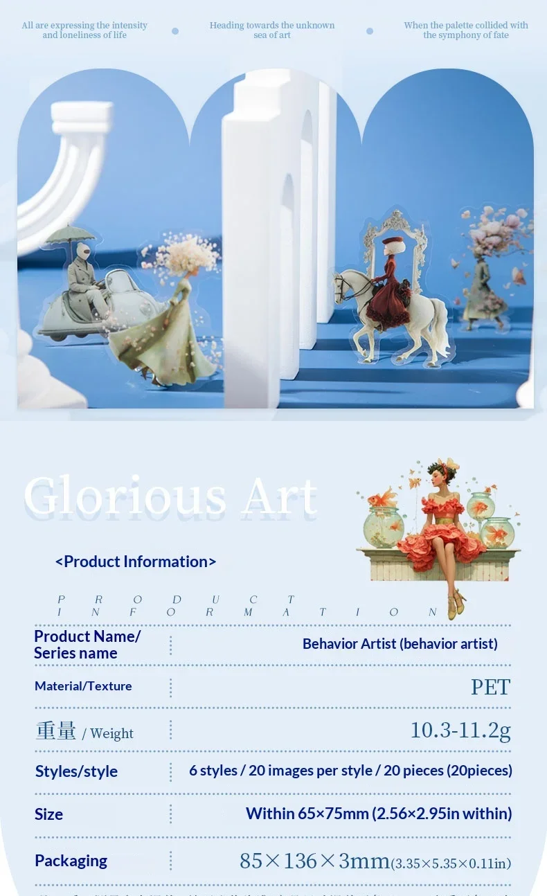 JIANWU Vintage Art Character Flower Landscape Material Collage Scrapbooking PET Sticker Creative DIY Journal Stationery
