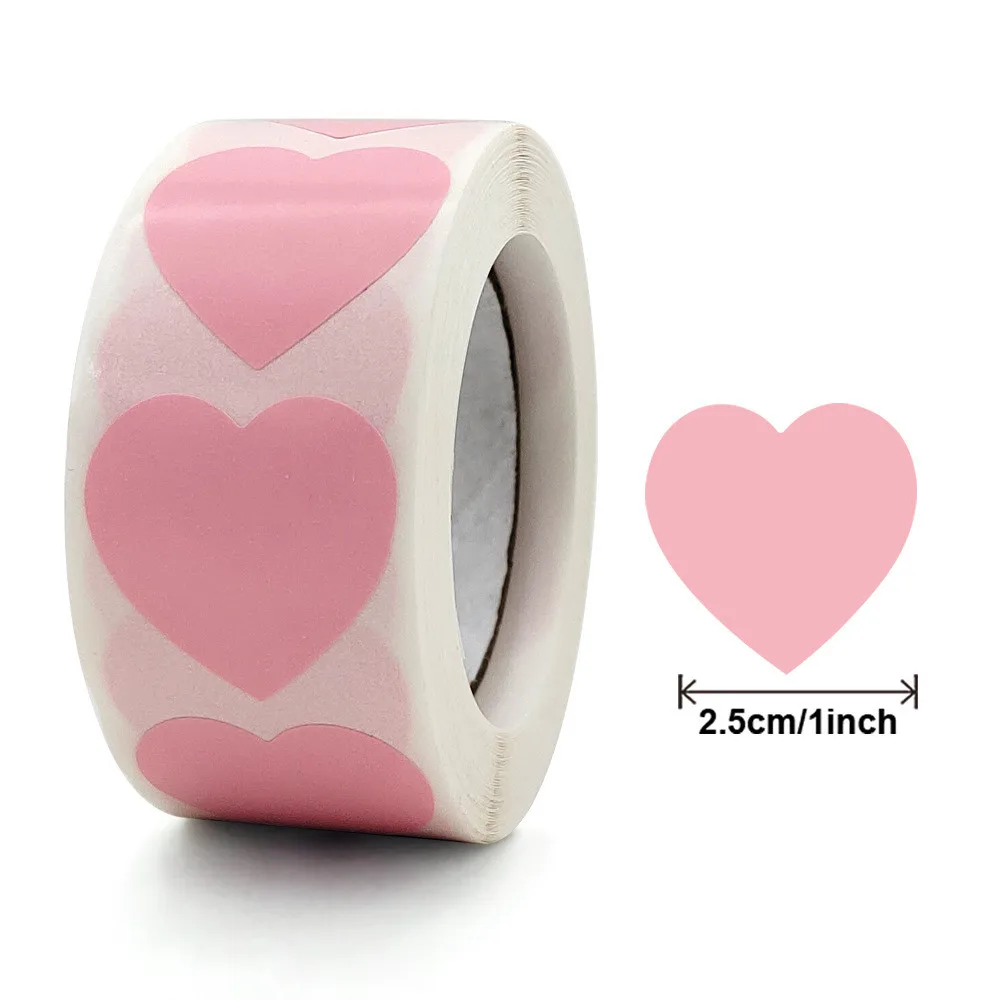 Colorful Heart ShapeSticker For Kids Reward Sticker Pink Dots Labels Valentine's Day Love Sticker Label Gift
