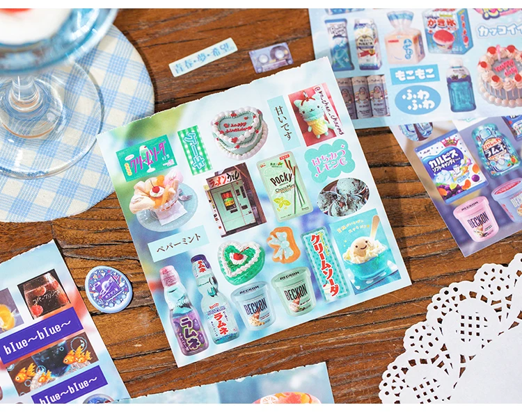 TIANZI 20 Sheets PET Die cut Stickers book Retro Cartoon Decorative handmade Scrapbooking Material Japanese Stationery Supplies
