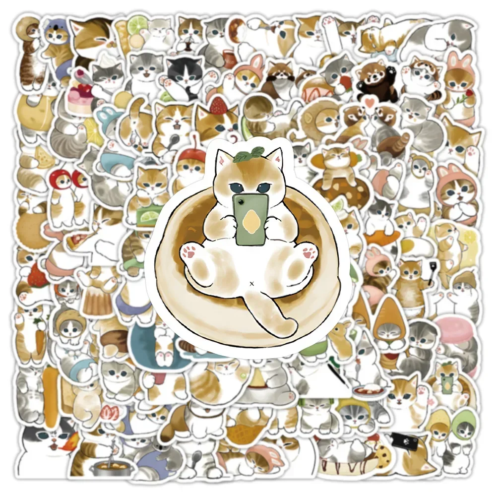 100Pcs Cute Cat Cartoon Stickers Kawaii Animal Decals Laptop Skateboard Suitcase Guitar Phone Cartoon Sticker Kid Gift Toys