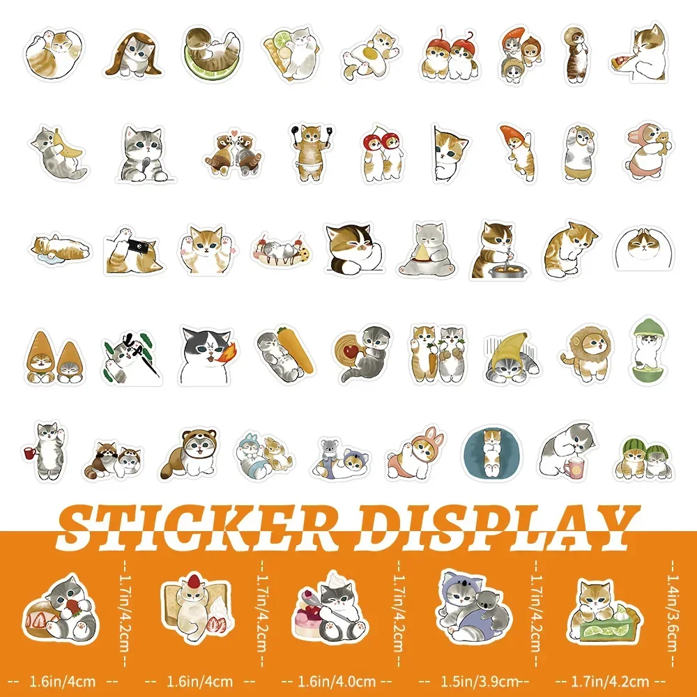 100Pcs Cute Cat Cartoon Stickers Kawaii Animal Decals Laptop Skateboard Suitcase Guitar Phone Cartoon Sticker Kid Gift Toys