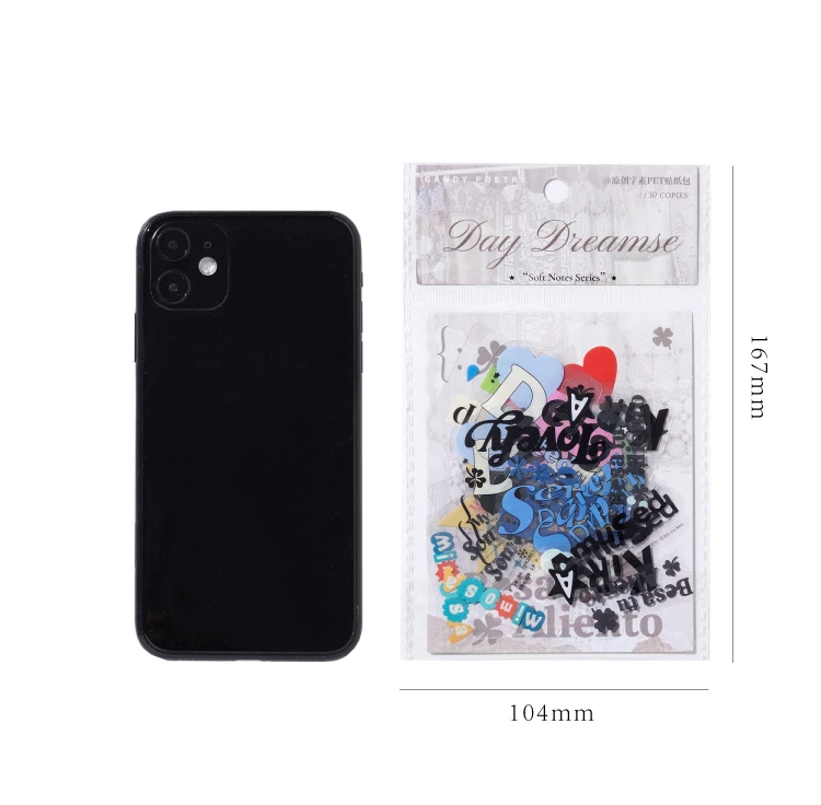 30pcs Soft Memo Series Kawaii Ins English Text Label PET Stickers DIY Diary Scrapbook Aesthetic Stationery Stickers